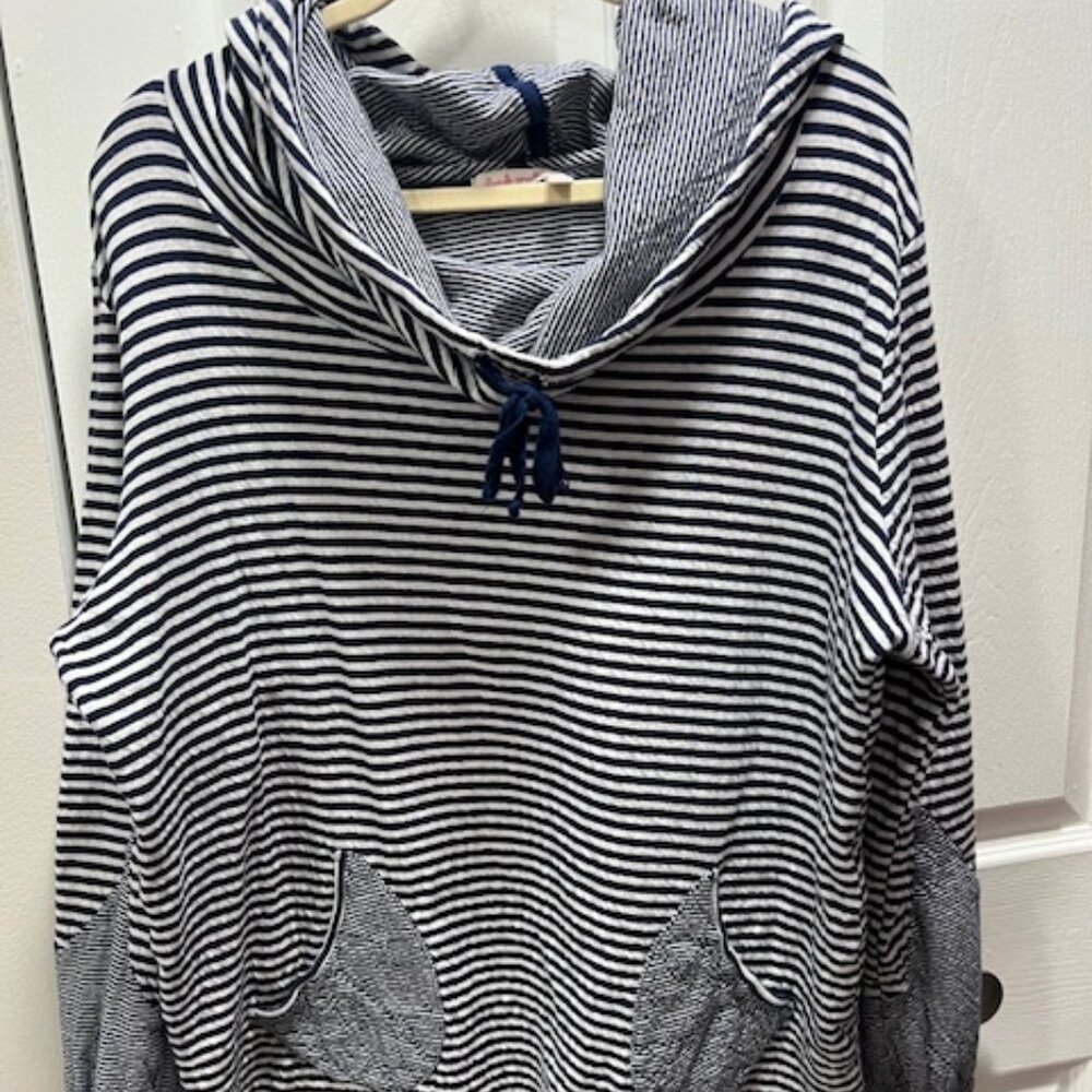 Fresh Produce Women's Striped Cotton Hooded Sweatshirt